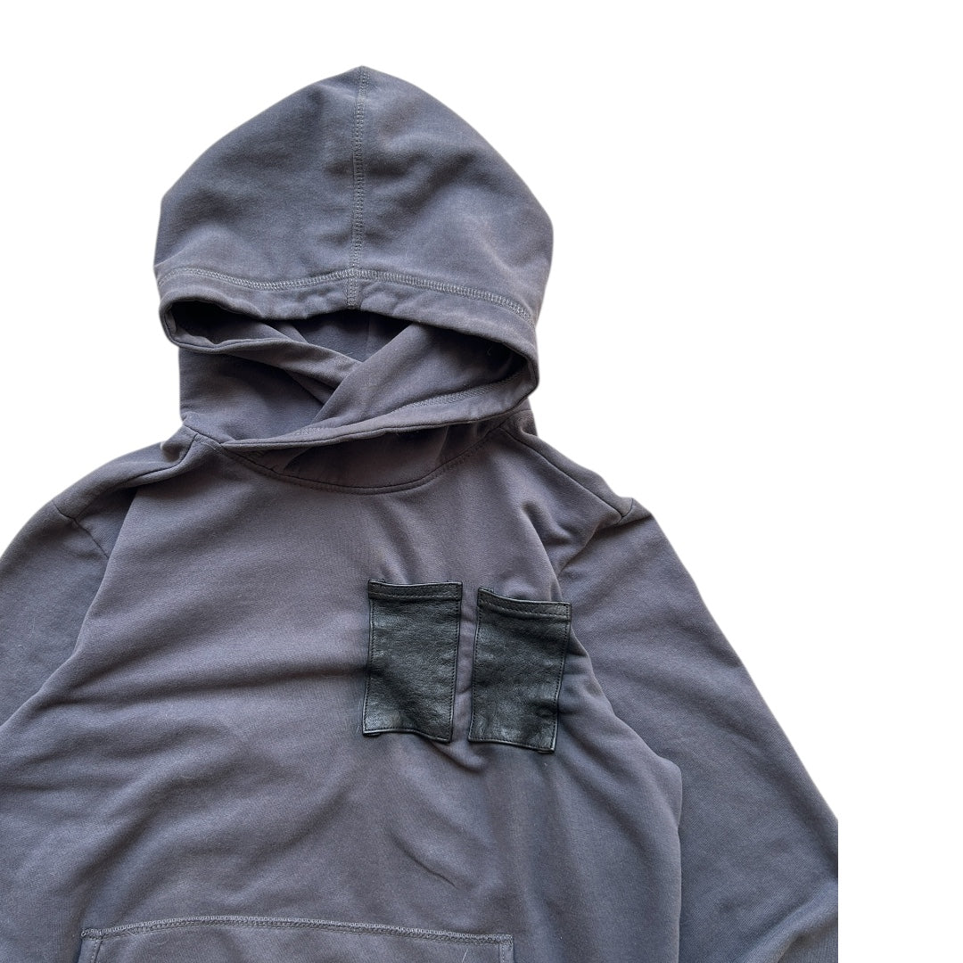 Leather pckt hoodie